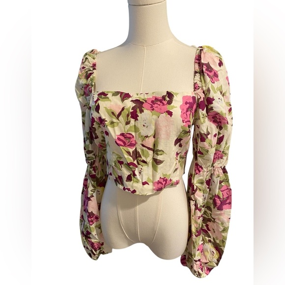 En Saison Tops - Floral Puff Sleeve Top